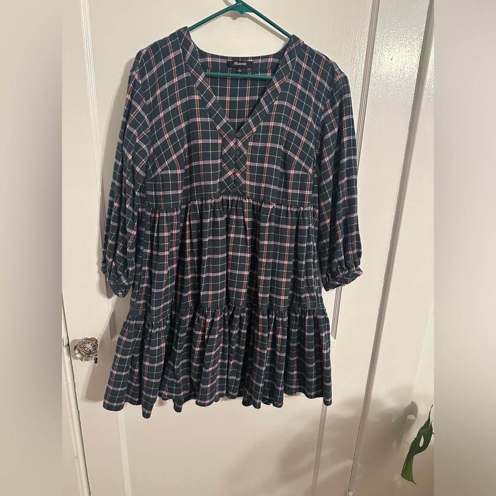 Madewell Collette Dress - green flannel